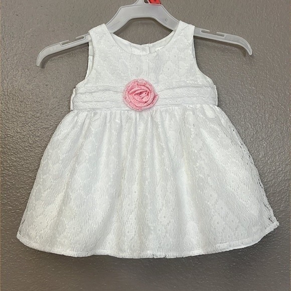 George infant baby girl dress Arctic White and pink size 12mo - Picture 2 of 13